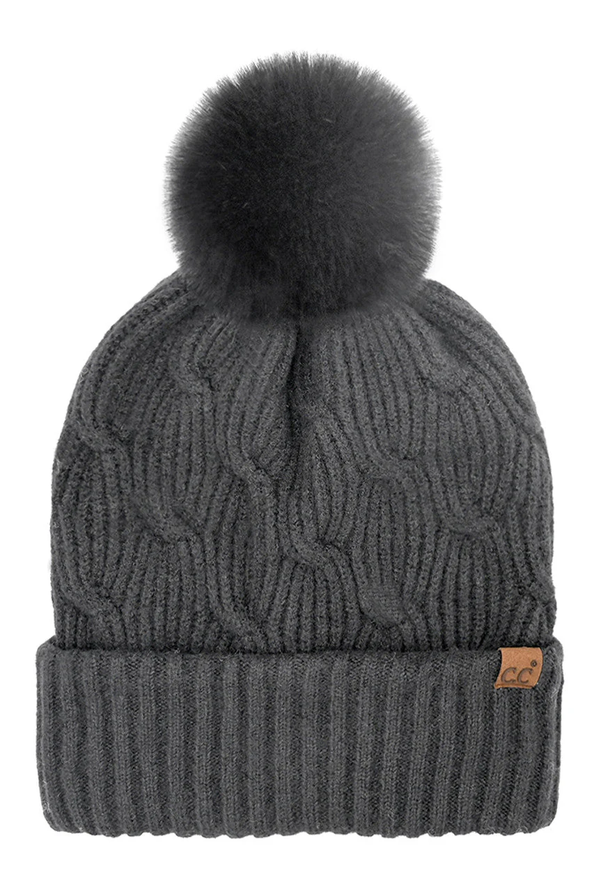 C.C Chain Link Knitted Pom Beanie - Image 2