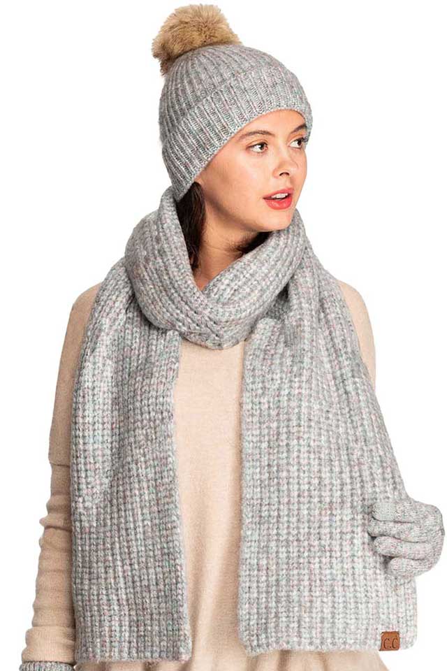 C.C Classic Rib Beanie With Faux Fur Pom - Image 2