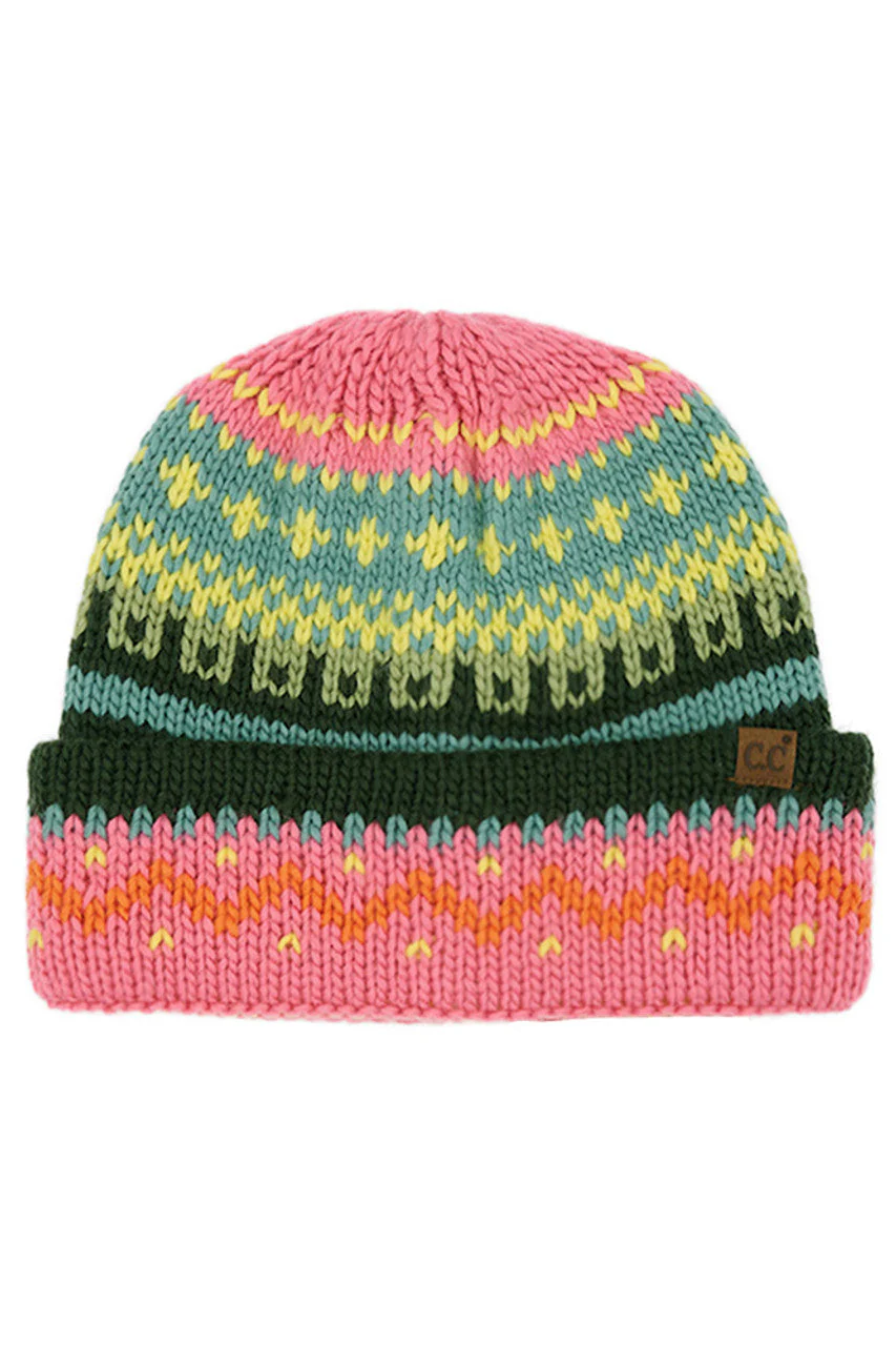 C.C Colorful Pattern Fair Isle Beanie - Image 3