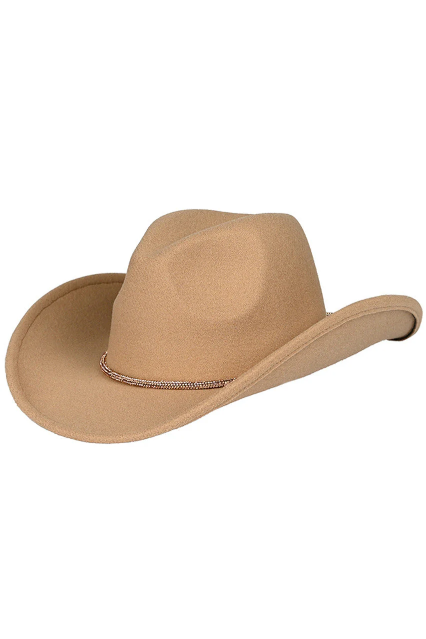 C.C Cowboy Vegan Felt Hat with Rhinestone String Trim Band - Image 7