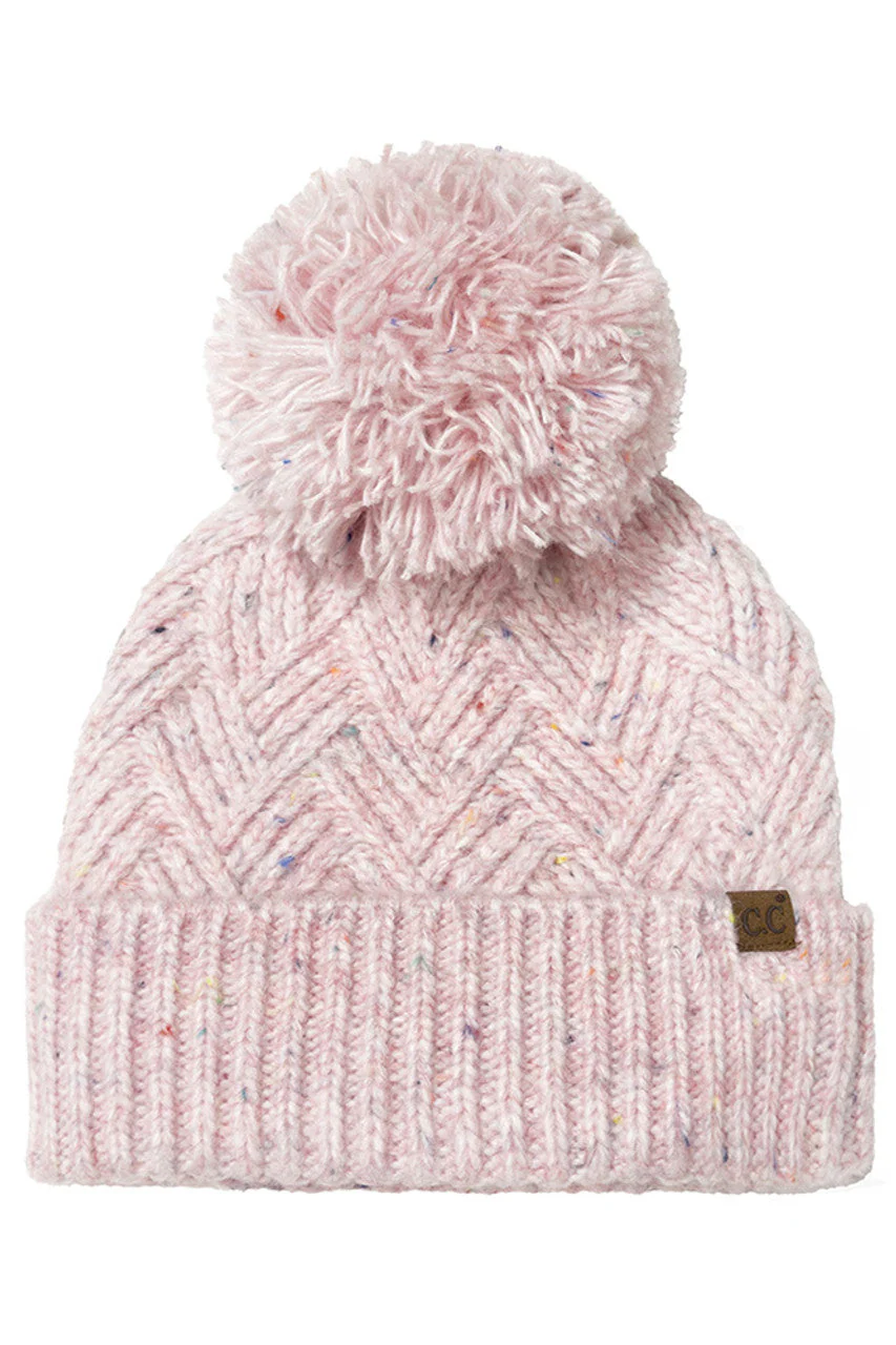 C.C Criss-Cross Pattern Yarn Pom Beanie - Image 7