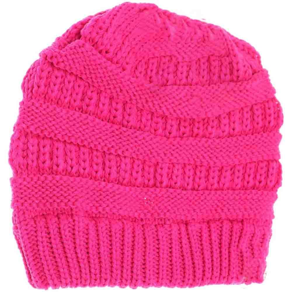 C.C CRISS CROSS PONYTAIL KNIT BEANIE - Image 3