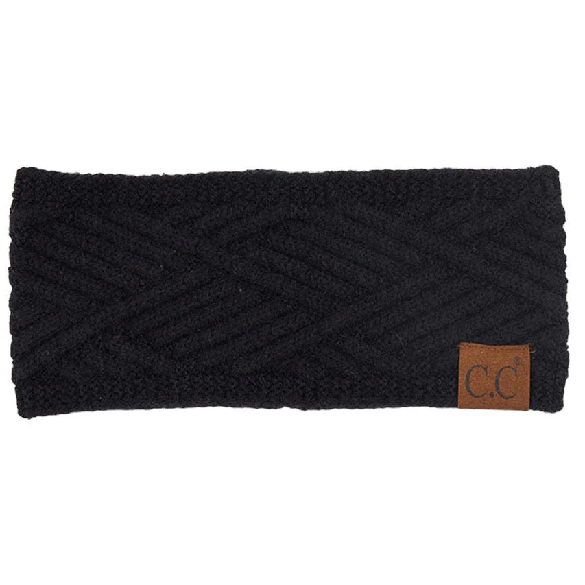 C.C Diagonal Stripes Criss Cross Pattern Earmuff Headband - Image 3