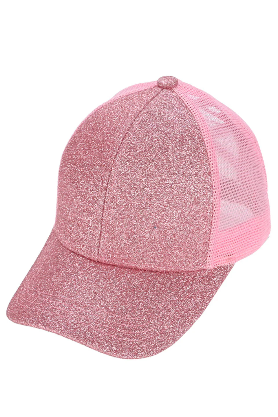 C.C Glitter Mesh Back Criss-Cross Ponytail Cap - Image 4