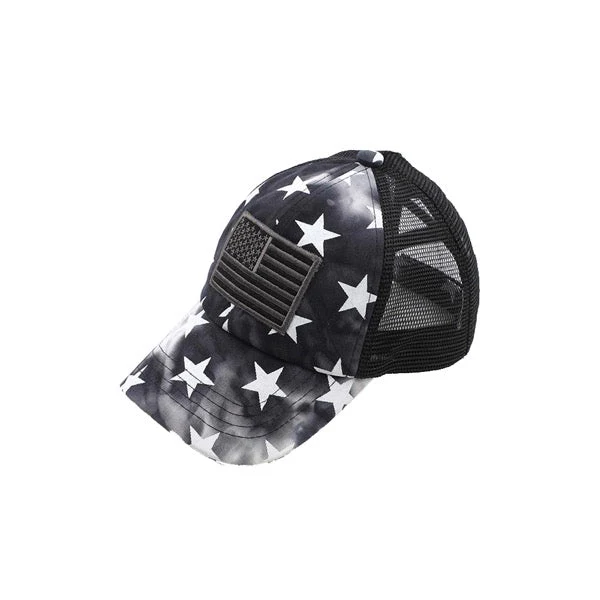 C.C Kids Tie Dye US Flag Star Baseball Ponytail Baseball Cap