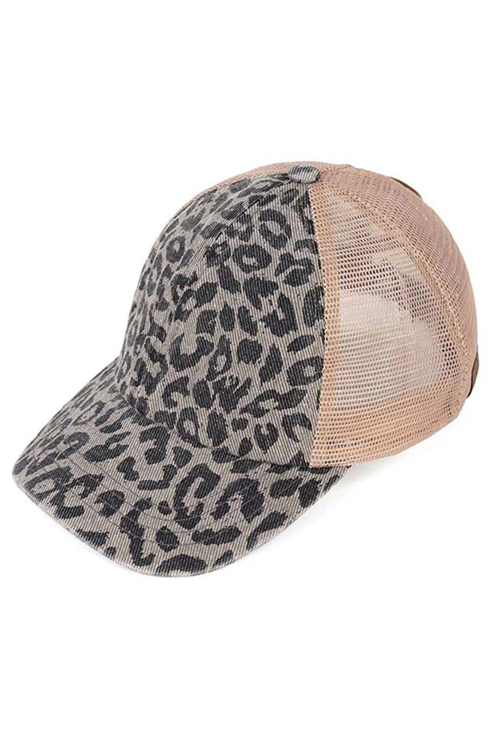 C.C Leopard Pattern Criss Cross Pony Cap - Image 4