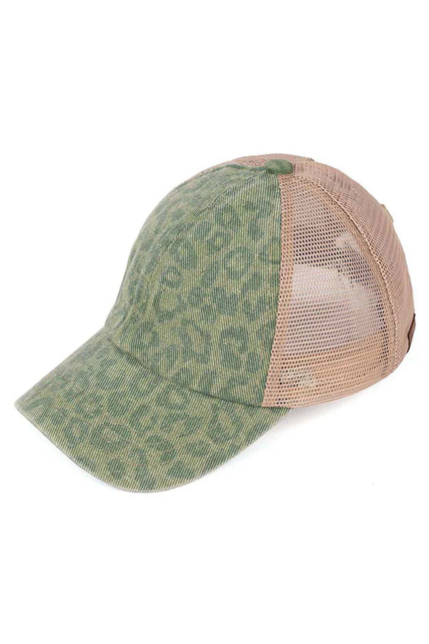 C.C Leopard Pattern Criss Cross Pony Cap - Image 6