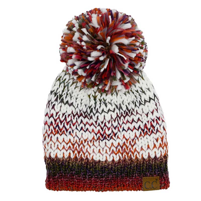 C.C Multi Color Yarn Pom Pom Beanie - Image 3