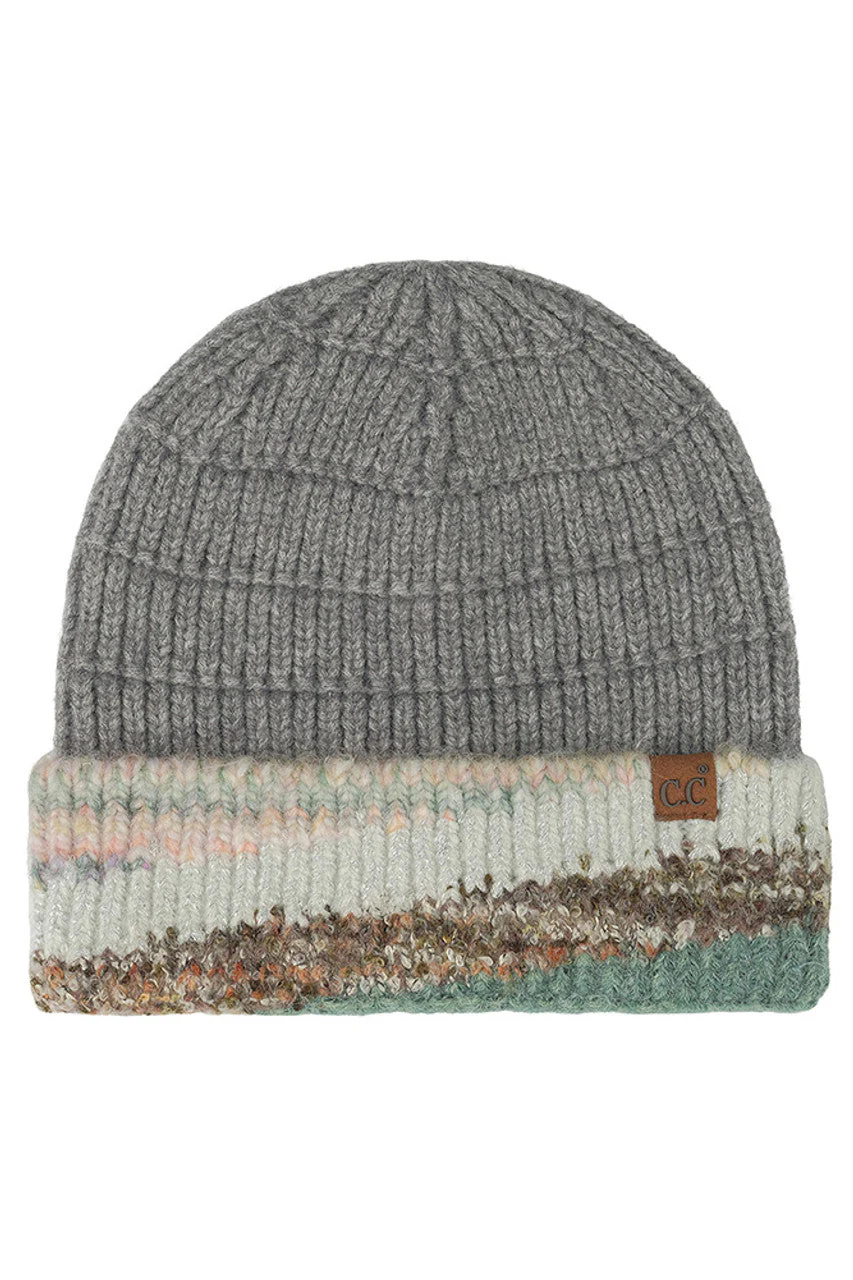 C.C Multi Marled Yarn Cuff Beanie - Image 2