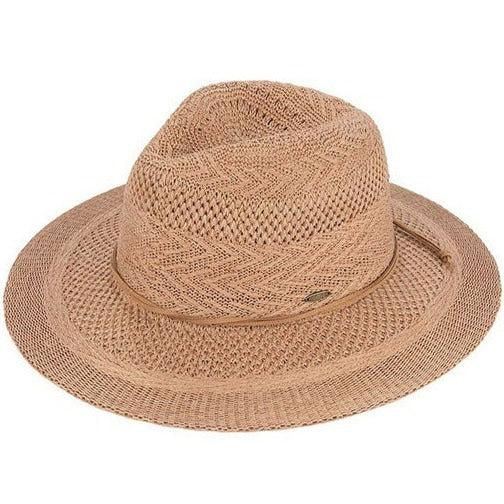 C.C Multi Pattern Suede String Band Panama Hat - Image 3