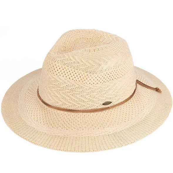 C.C Multi Pattern Suede String Band Panama Hat - Image 6