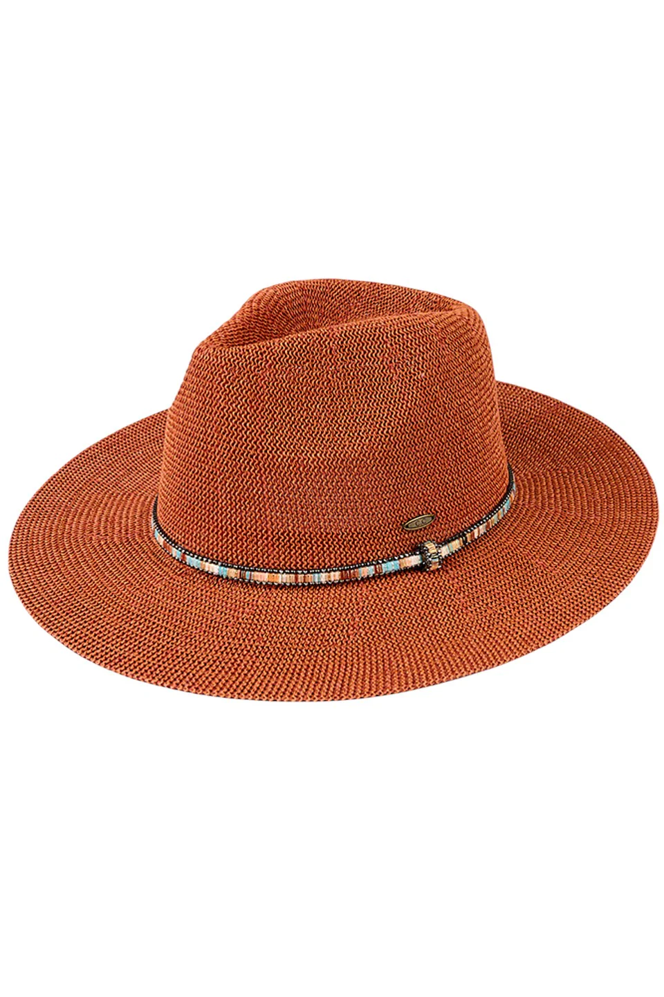 C.C MULTI THREAD RHINESTONE TRIM BAND PANAMA HAT - Image 3