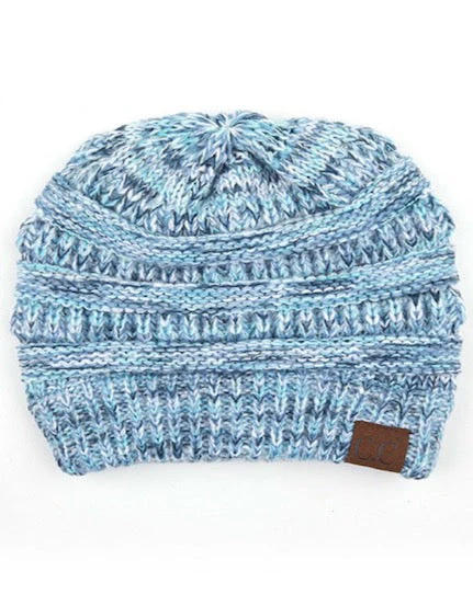 C.C Multicolor Diagonal Garter Stitch Knit Beanie Hat - Image 3