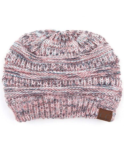 C.C Multicolor Diagonal Garter Stitch Knit Beanie Hat - Image 4