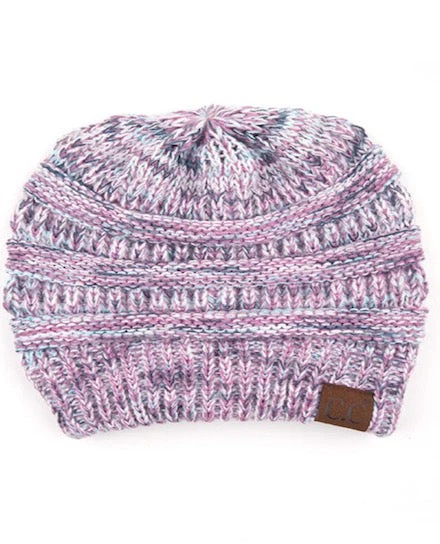 C.C Multicolor Diagonal Garter Stitch Knit Beanie Hat - Image 5