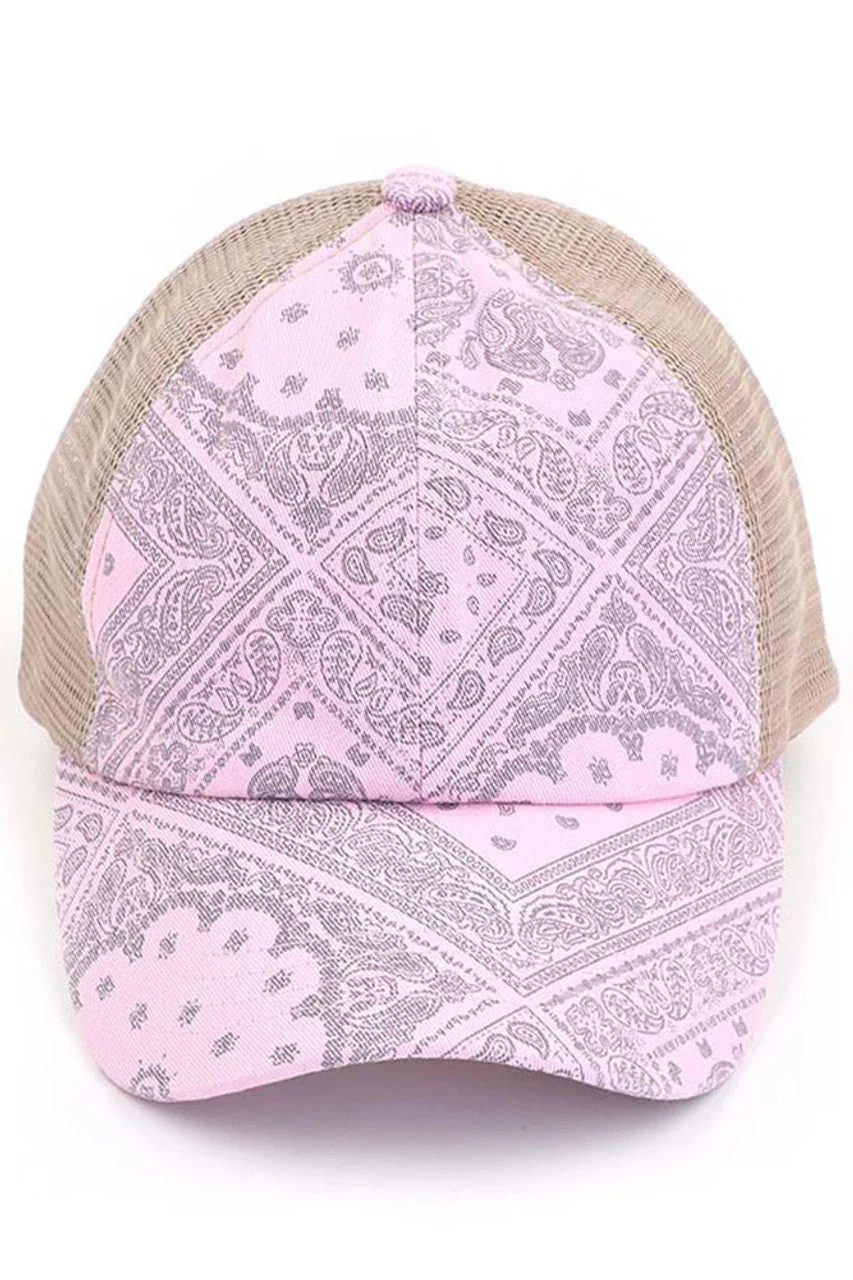 C.C Paisley Bandana Criss cross  Pony Cap - Image 2