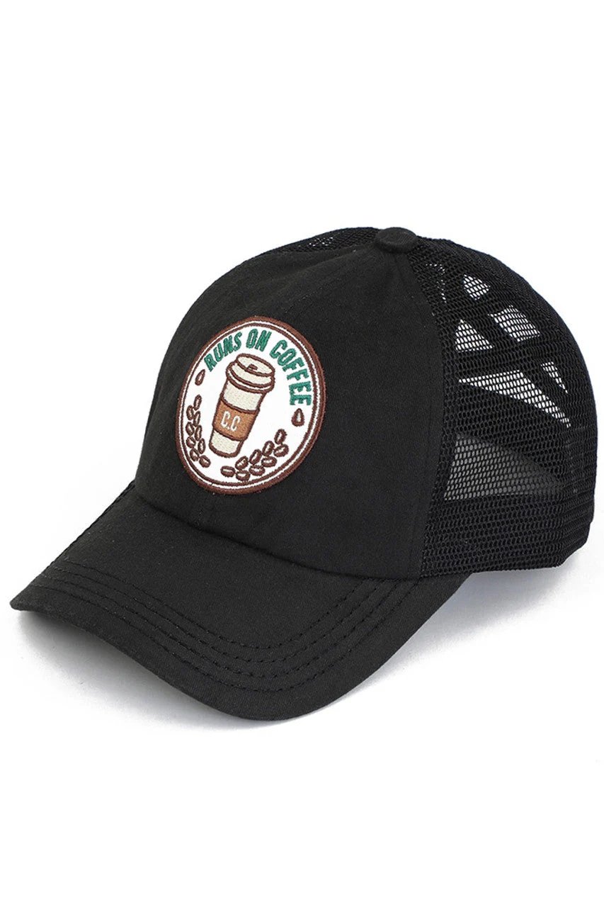 C.C RUNS ON COFFEE Patch Criss Cross Pony Cap - Image 4
