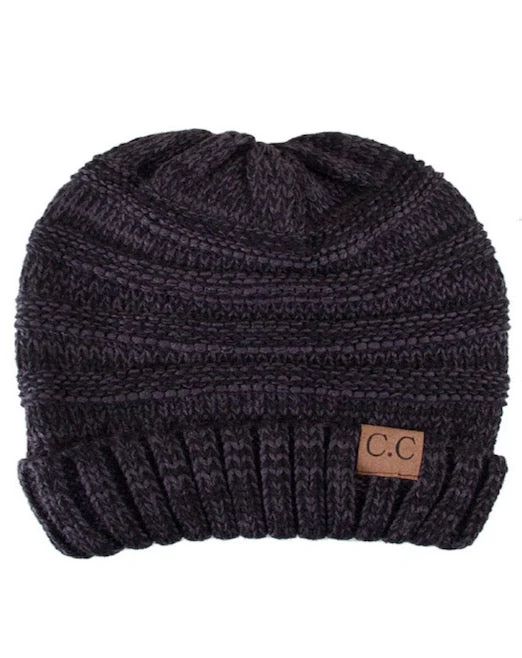 C.C Slouchy Two-Tone Detailed Knitted Beanie Winter Hat - Image 3