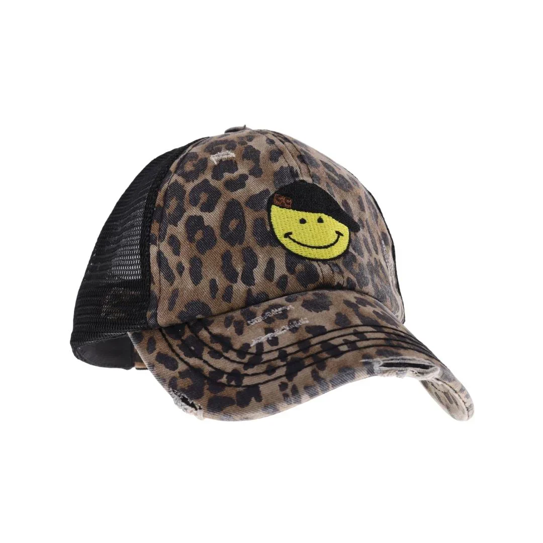 C.C Smiley Face Criss Cross High Pony C.C Ball Cap - Image 2