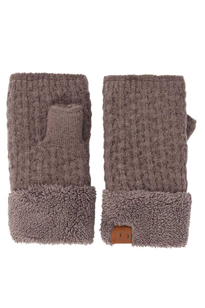 C.C Smocking Stitch Pattern Fingerless Gloves - Image 5