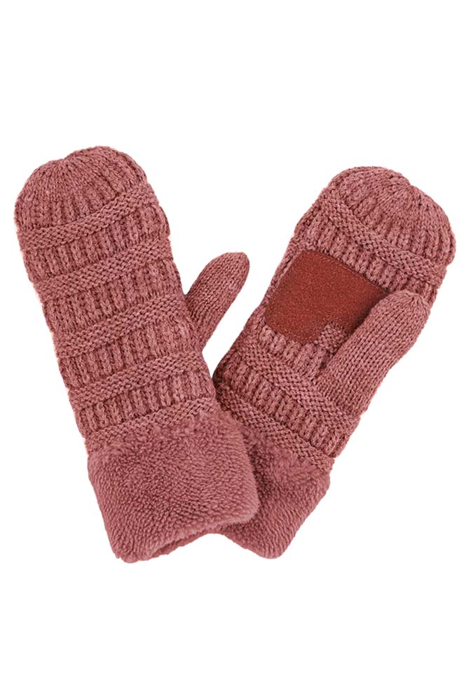 C.C Solid Color Knitted Mitten Gloves - Image 7