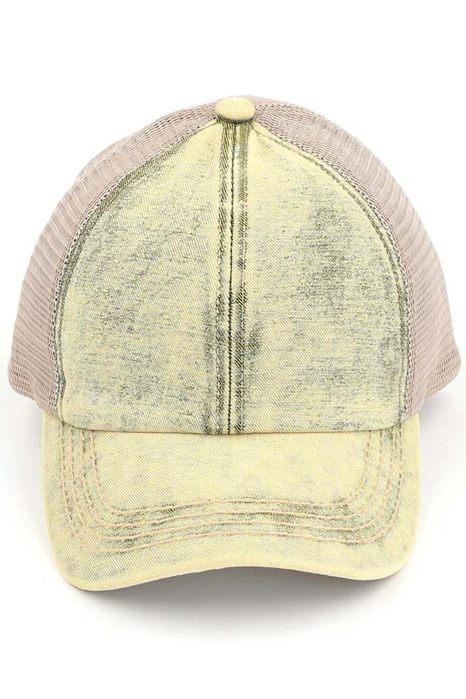 C.C STONEWASHED DENIM CRISS CROSS PONYCAP - Image 2