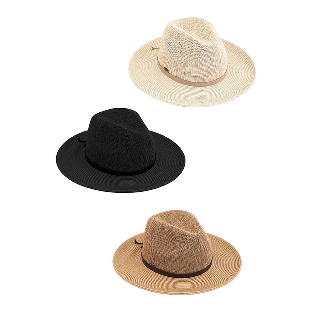 C.C Suede Lace Trim Band Panama Hat - Image 2