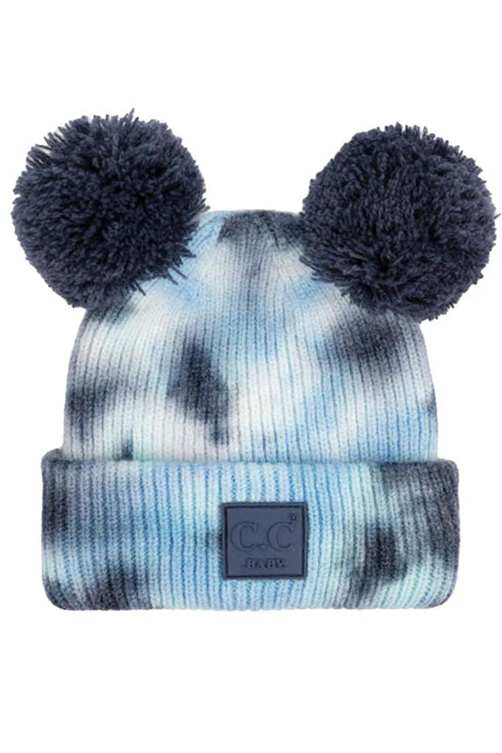 C.C Tie Dye Baby Beanie C.C Rubber Patch Double Yarn Pom - Image 11