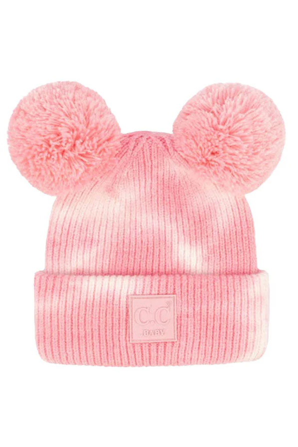 C.C Tie Dye Baby Beanie C.C Rubber Patch Double Yarn Pom - Image 4