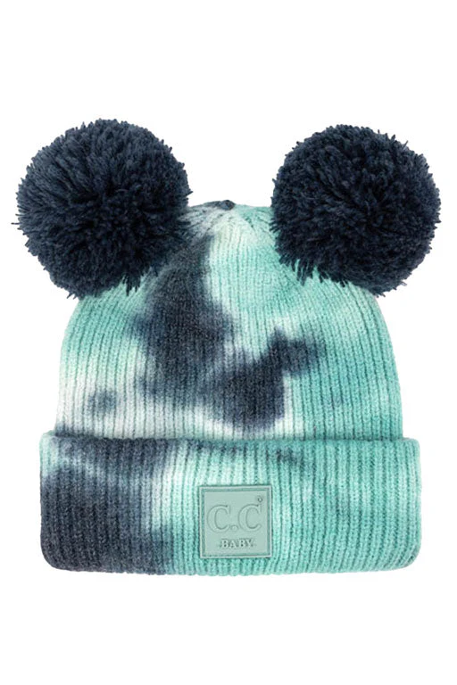 C.C Tie Dye Baby Beanie C.C Rubber Patch Double Yarn Pom - Image 8