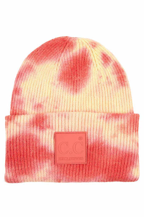 C.C Tie Dye Beanie Hats With Rubber Patch - Image 9