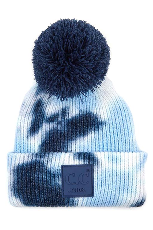 C.C Tie Dye Kids Beanie With C C Rubber Patch And Yarn Pom - Image 6