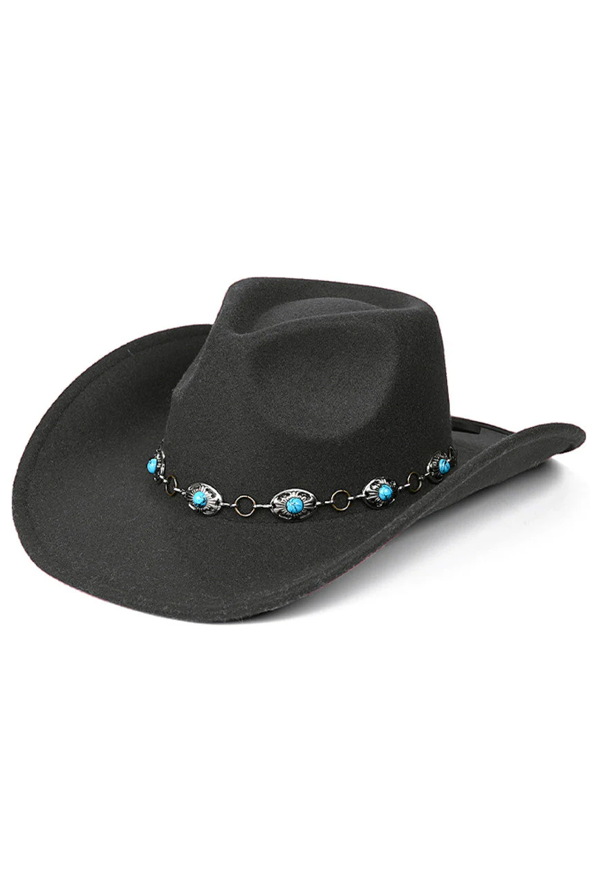 C.C Trim Band Vegan Felt Cowboy Hat - Image 2