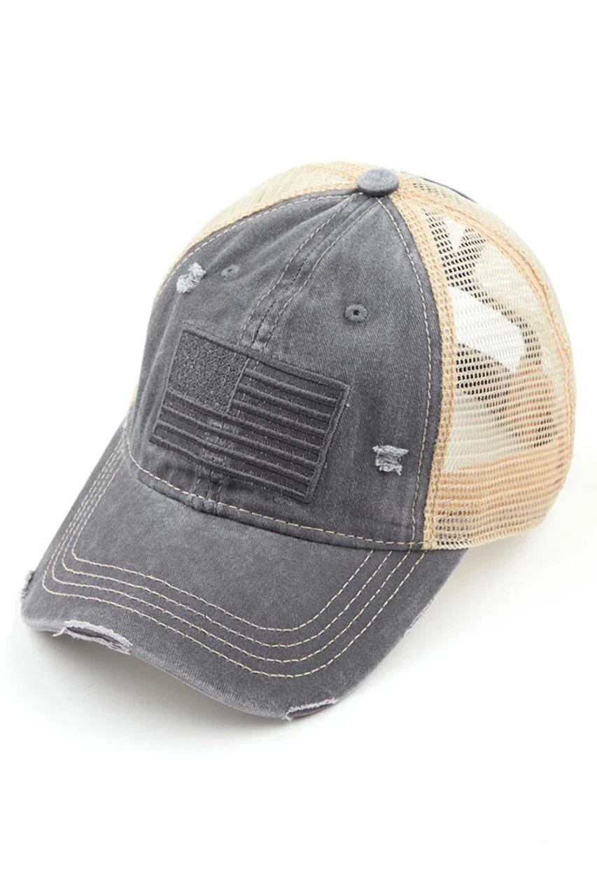 C.C U.S.A EMBROIDERY American Flag PONYCAP - Image 2