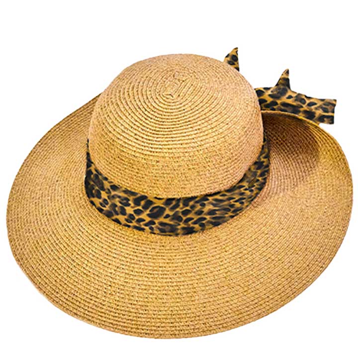 C.C Wide Brim Leopard Print Rolled Up Sun Hat - Image 2