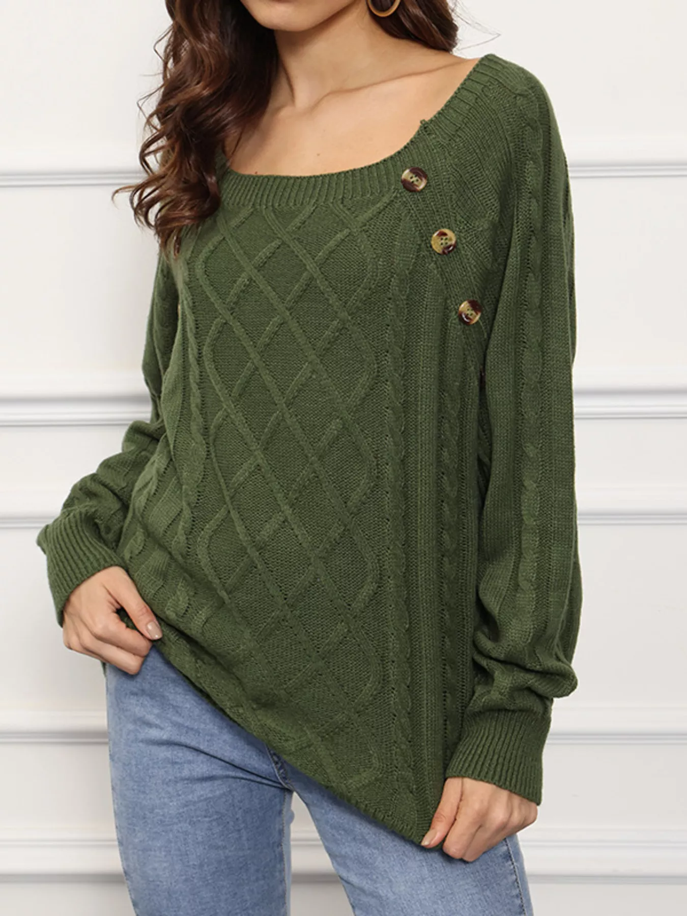 Cable Knit Boat Neck Sweater - Image 5