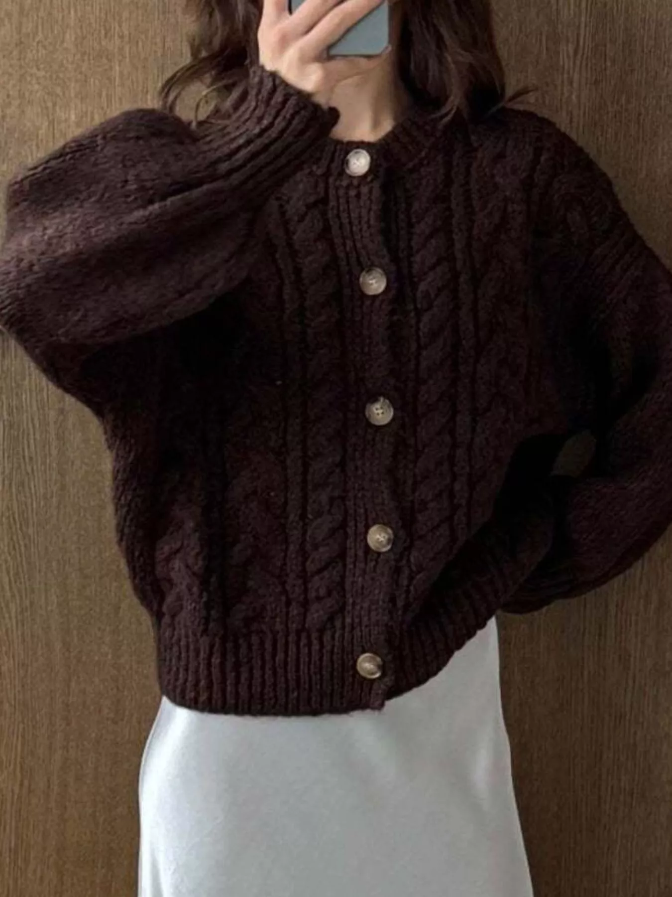 Cable Knit Button-Down Cardigan - Image 12