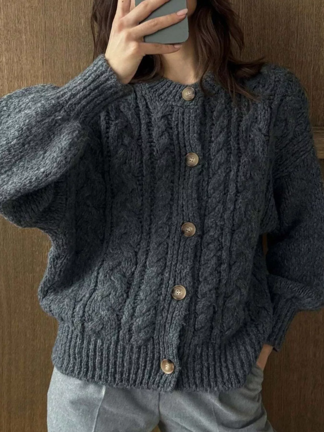 Cable Knit Button-Down Cardigan - Image 13