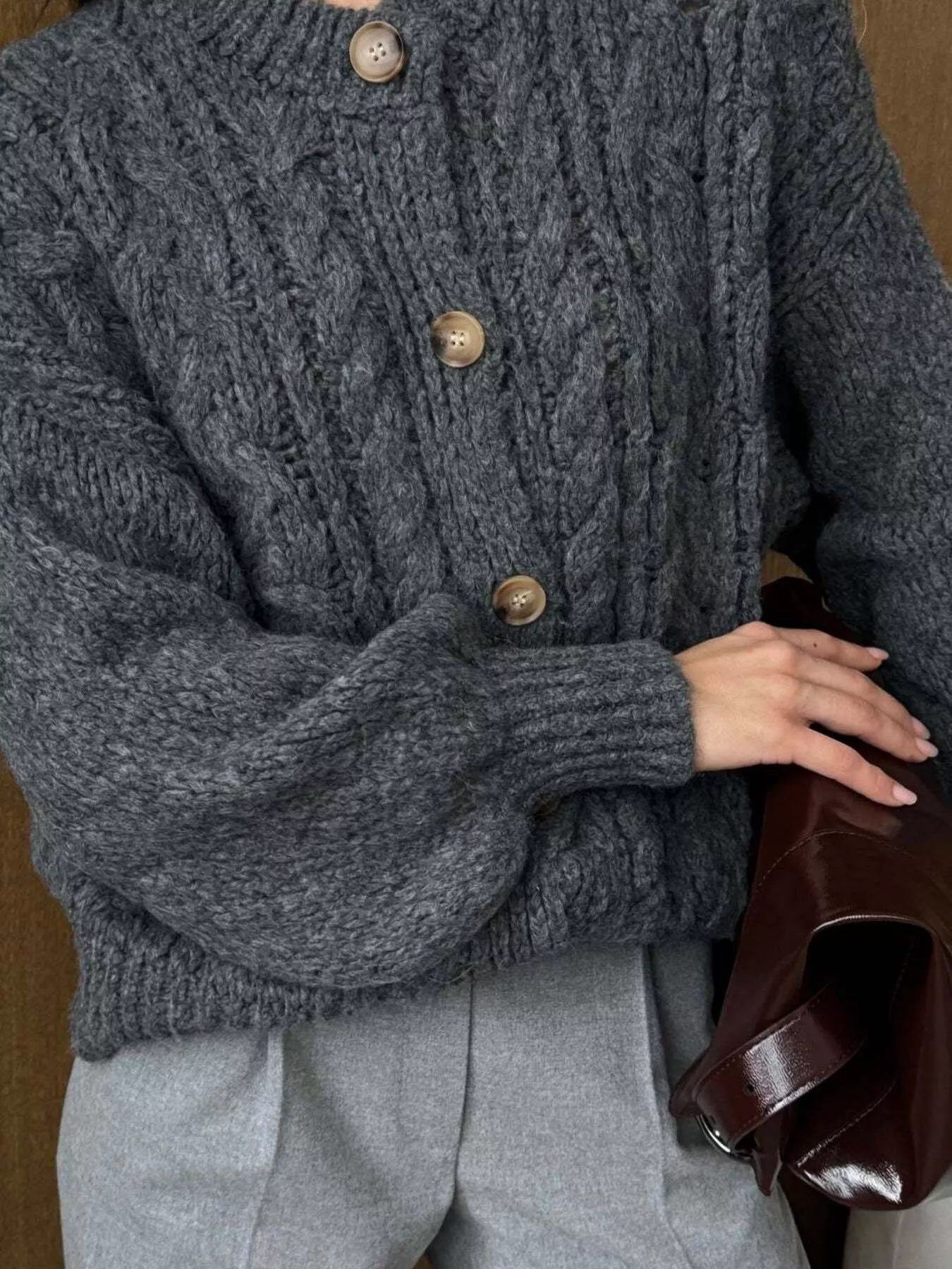 Cable Knit Button-Down Cardigan - Image 17