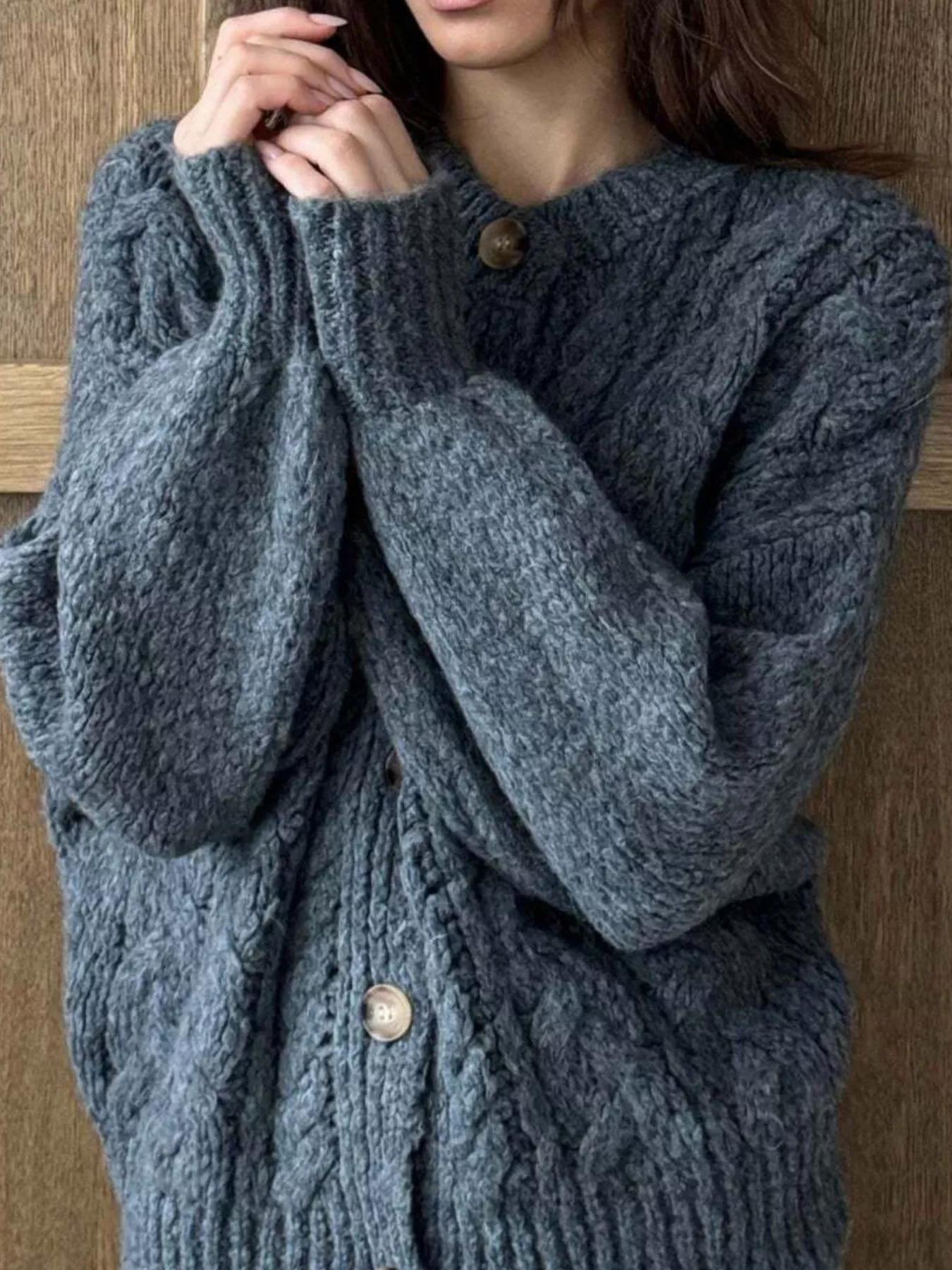 Cable Knit Button-Down Cardigan - Image 19