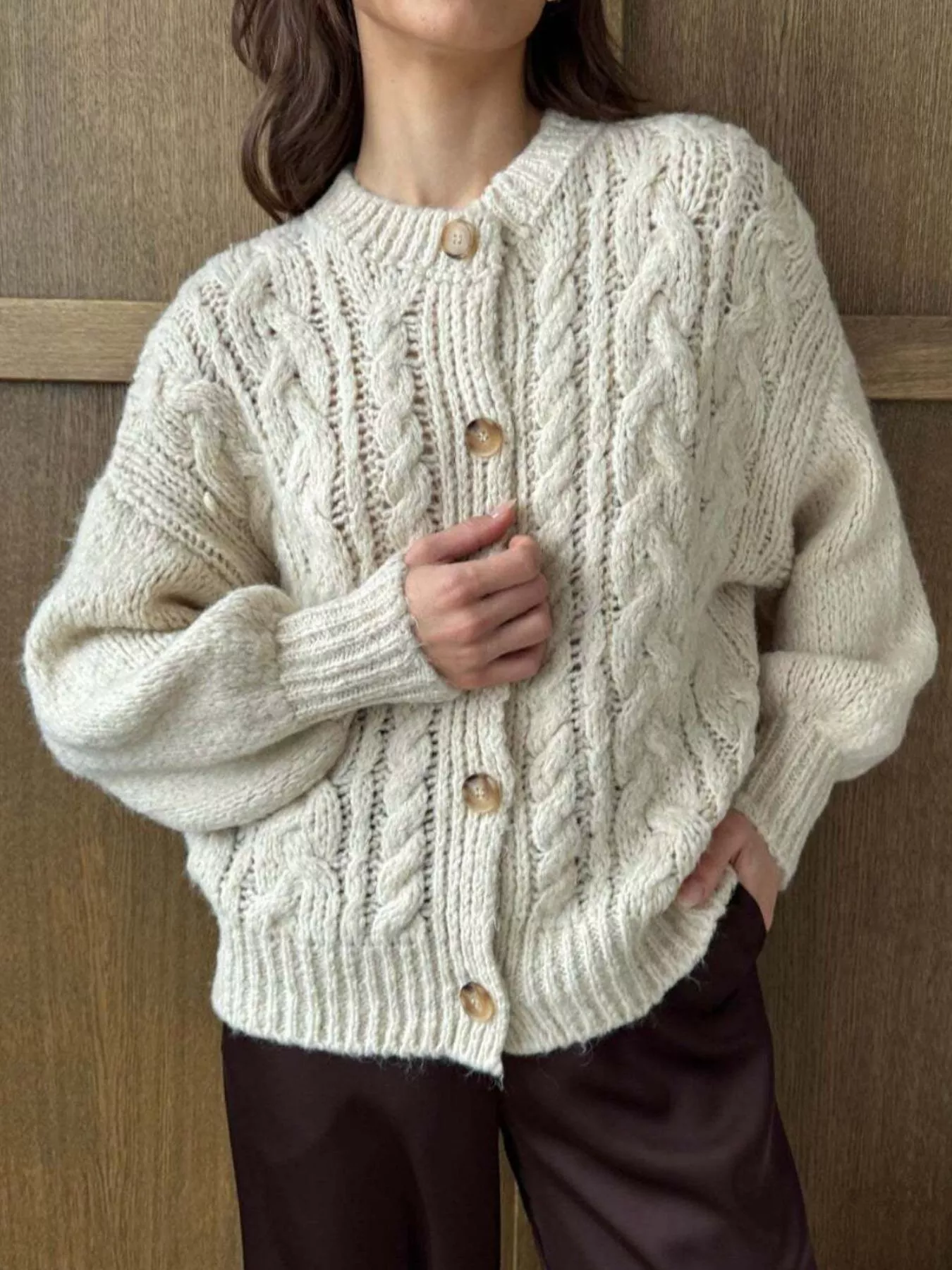 Cable Knit Button-Down Cardigan - Image 4