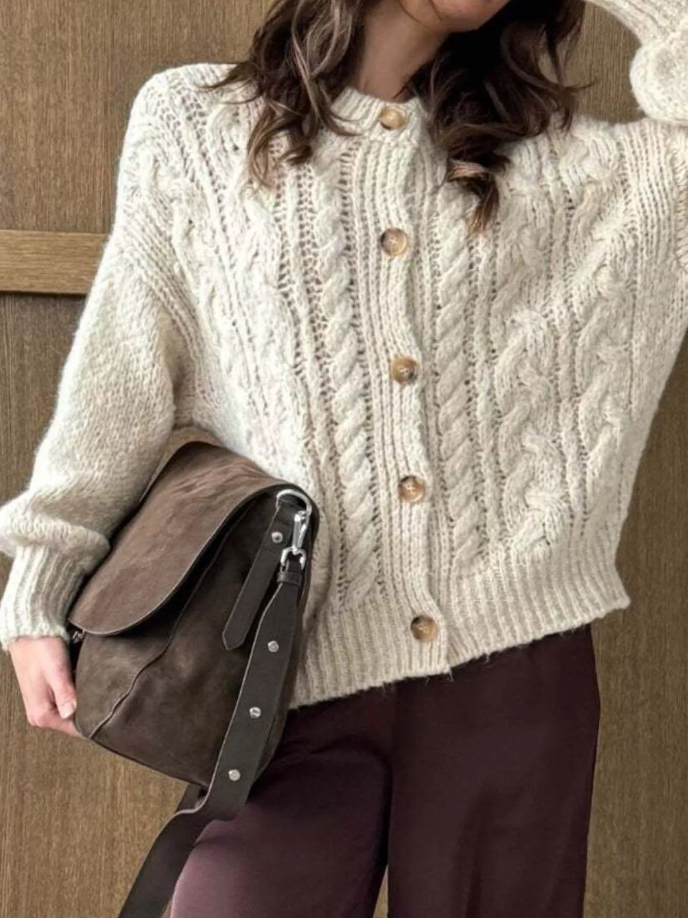 Cable Knit Button-Down Cardigan - Image 5