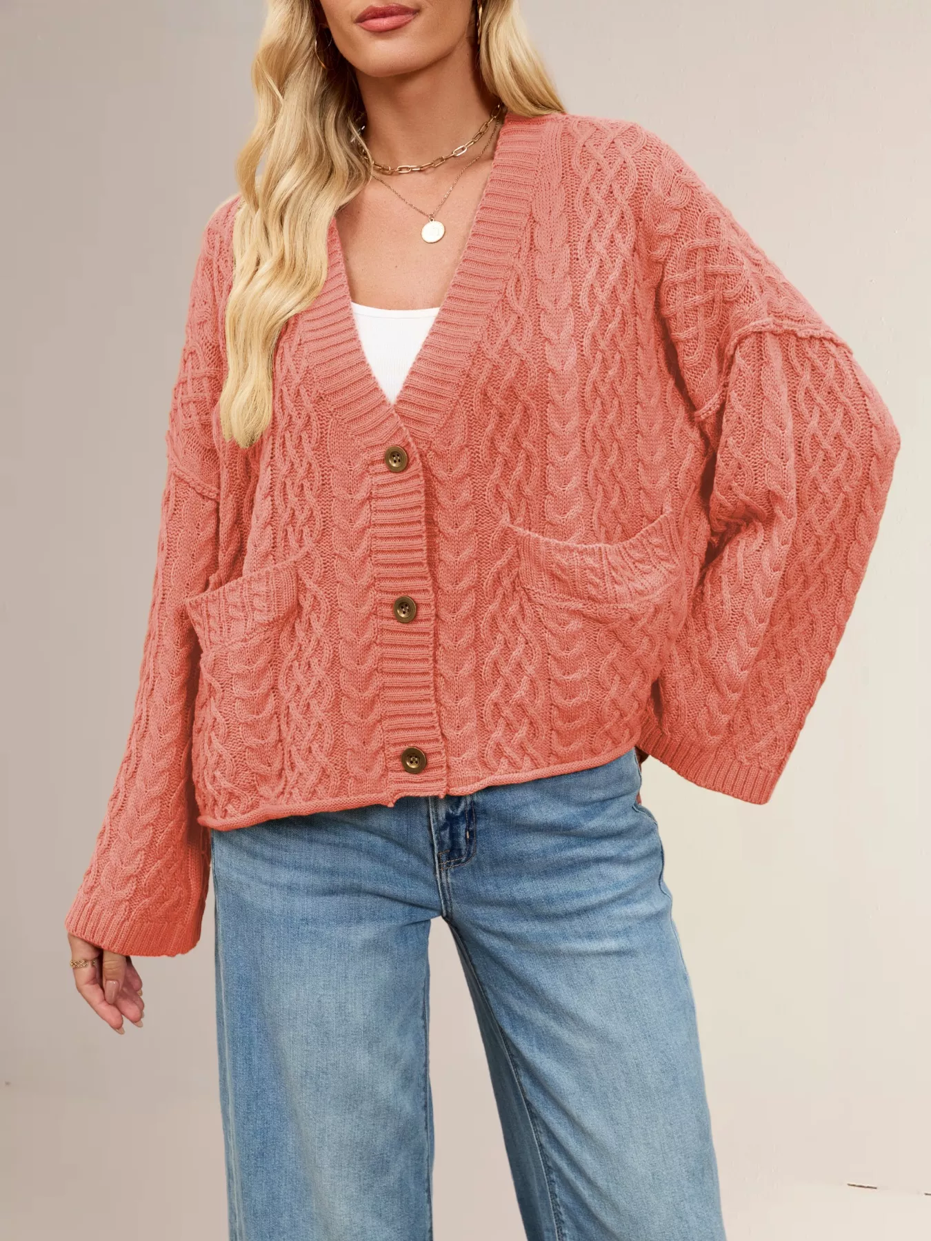 Cable Knit Button-Down Cardigan - Image 8
