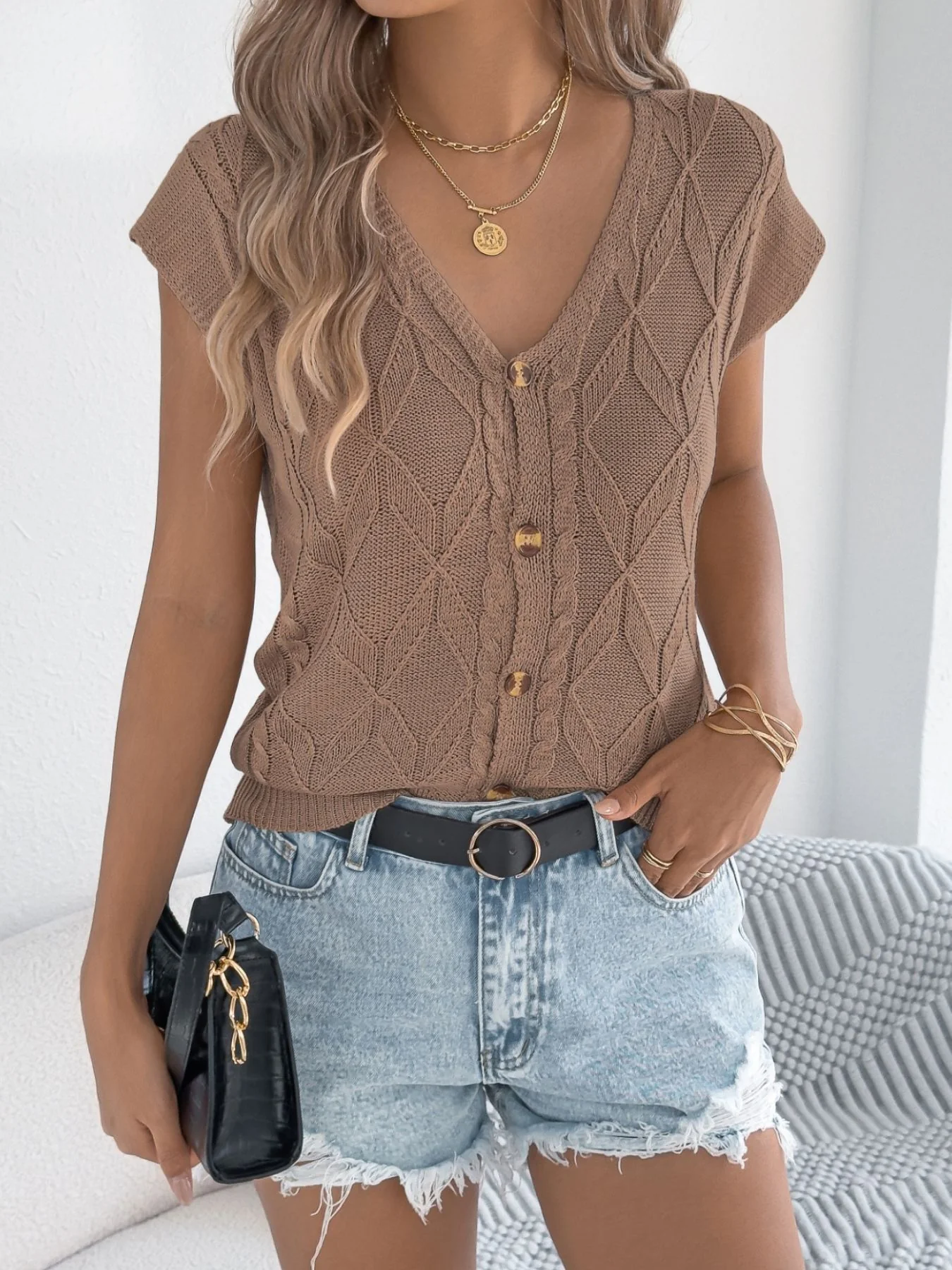Cable Knit Button-Down Cardigan - Image 25