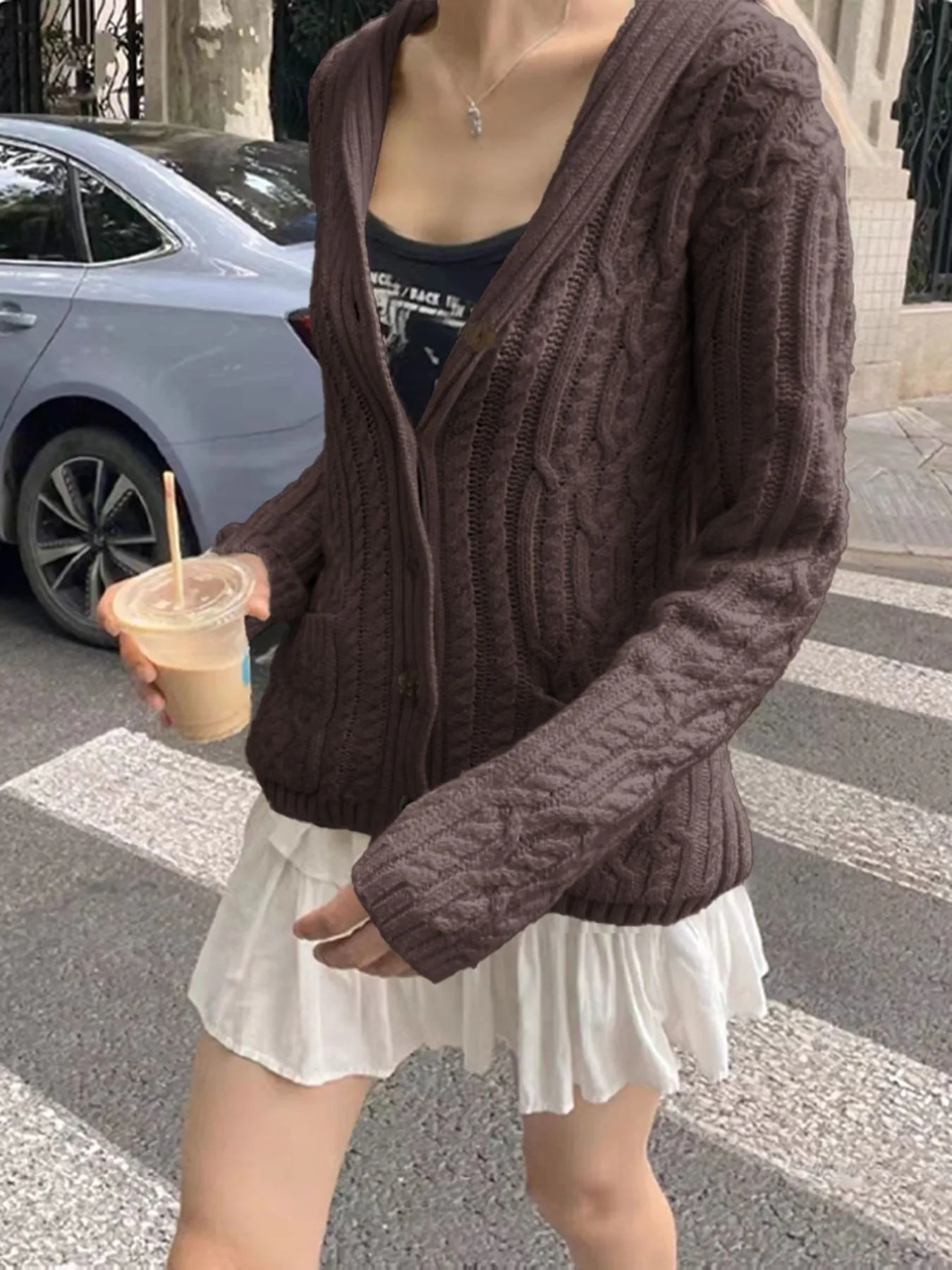 Cable Knit Button Up Cardigan - Image 6