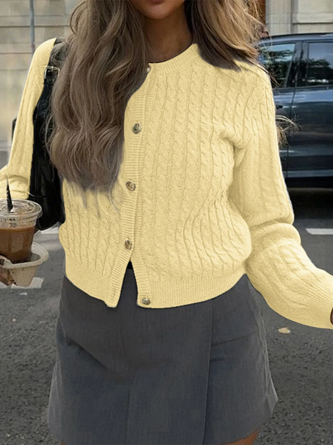 Cable Knit Button-Up Cardigan - Image 13