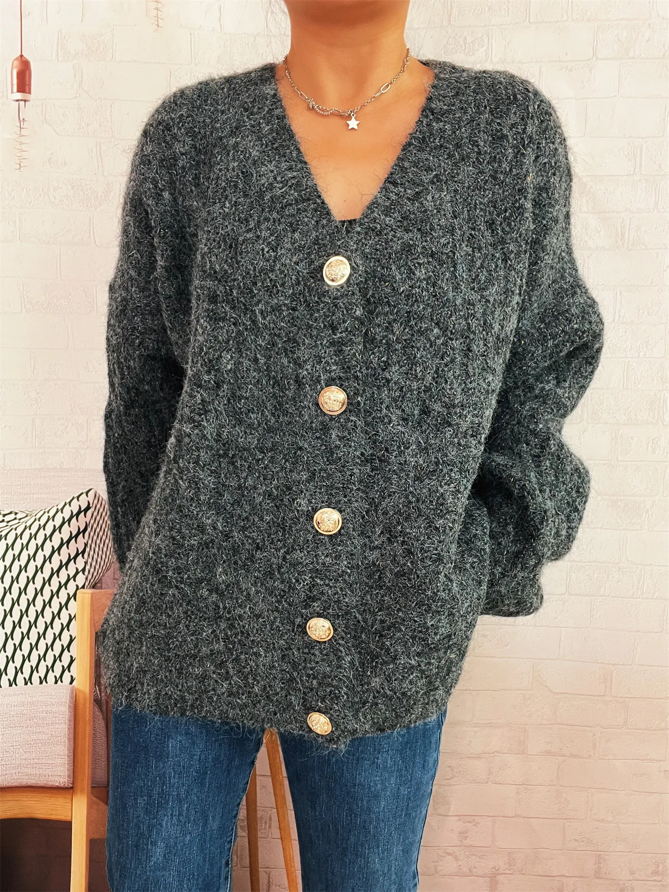 Cable Knit Button-Up Cardigan - Image 25