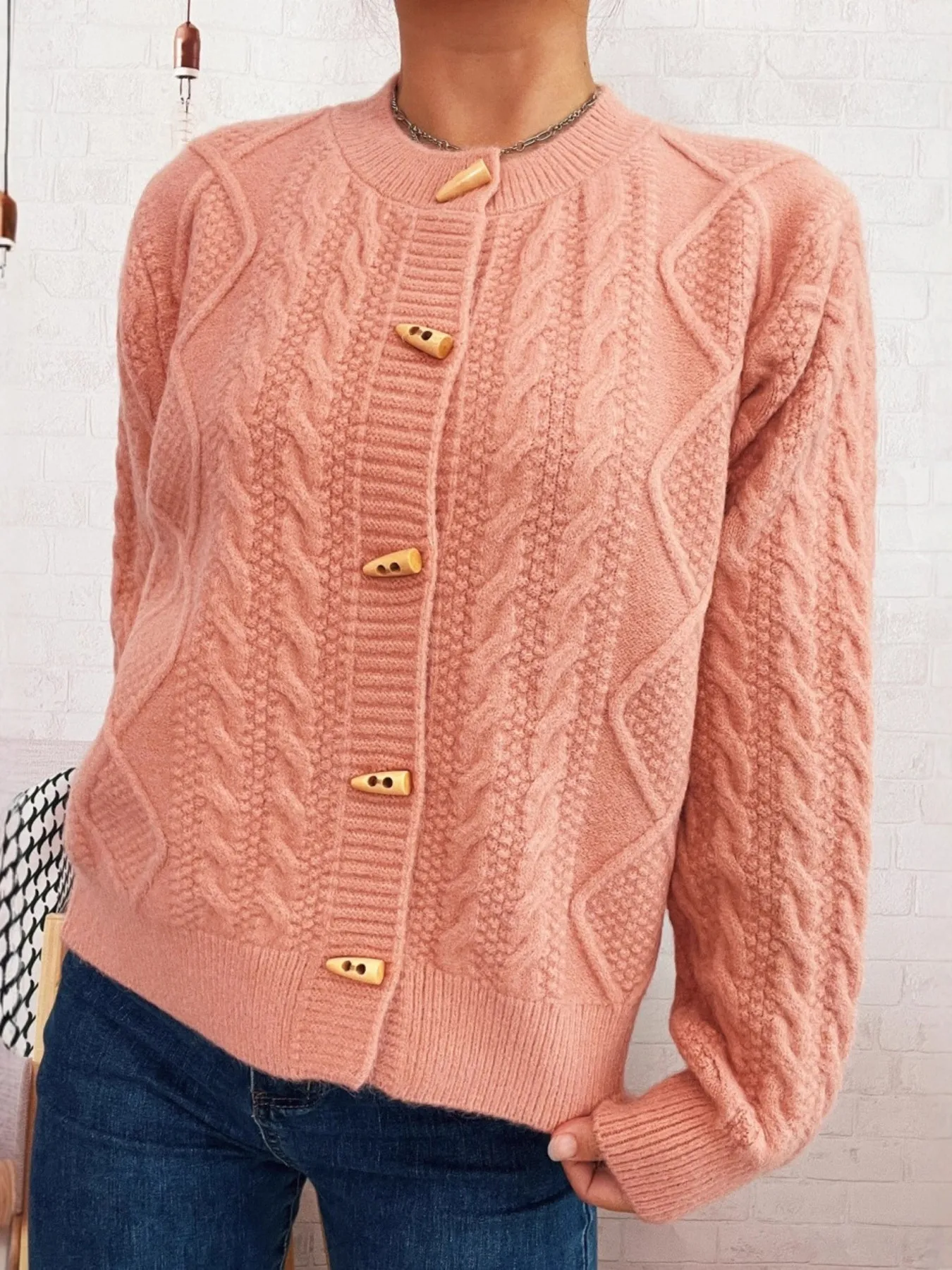 Cable Knit Button-Up Cardigan - Image 15