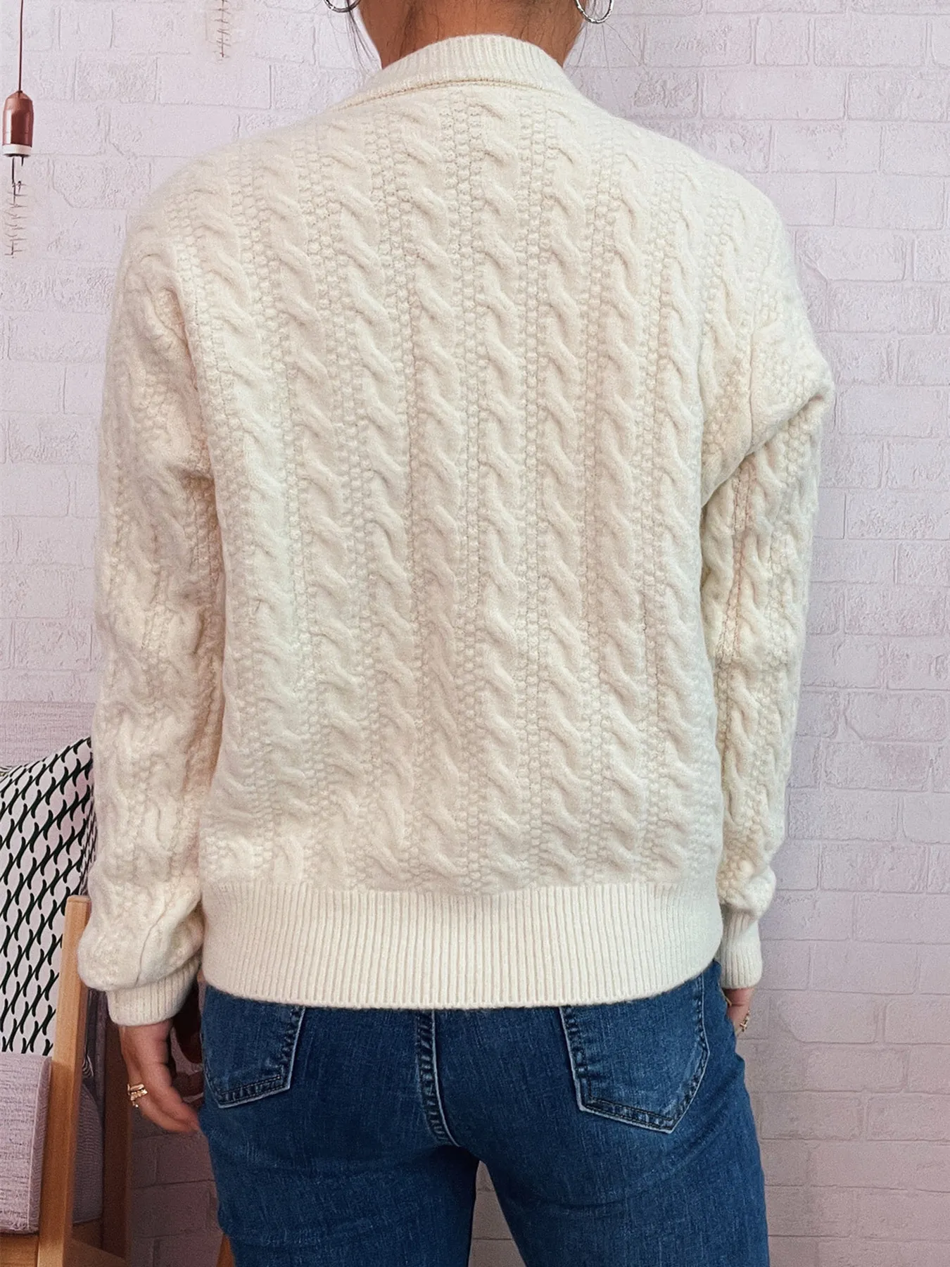 Cable Knit Button-Up Cardigan - Image 5