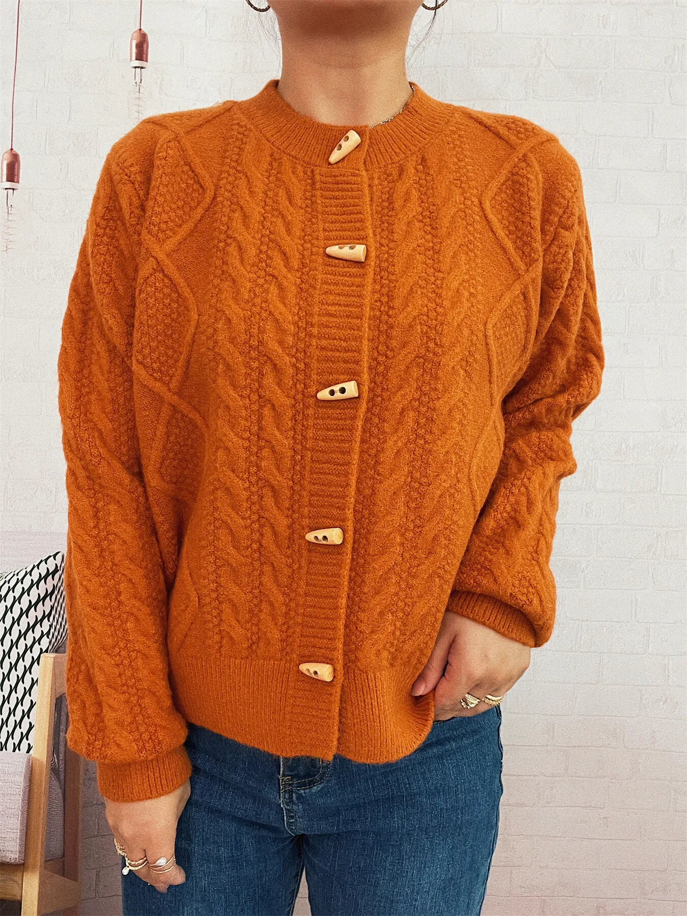 Cable Knit Button-Up Cardigan - Image 8